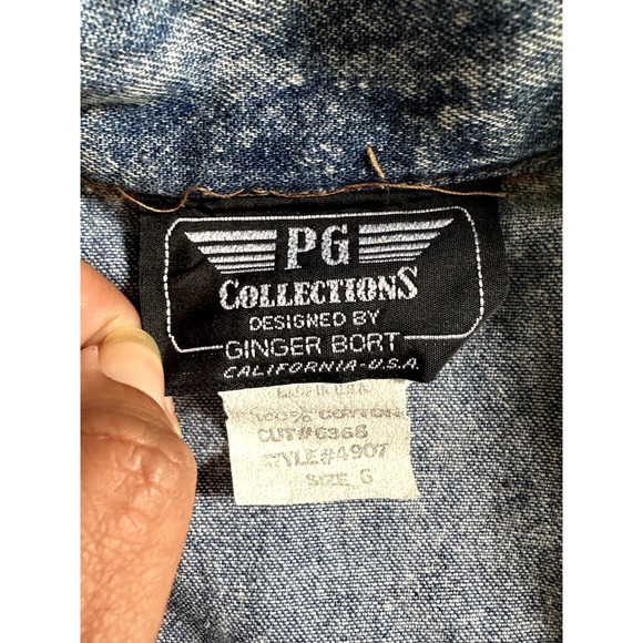 1980's Vintage Acid Washed Jean Duster PG Collections, Studs, Women Size 6 - Picture 6 of 12